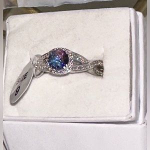 Lab created Blue Purple Bi-color Tourmaline on .925 solid Sterling silver